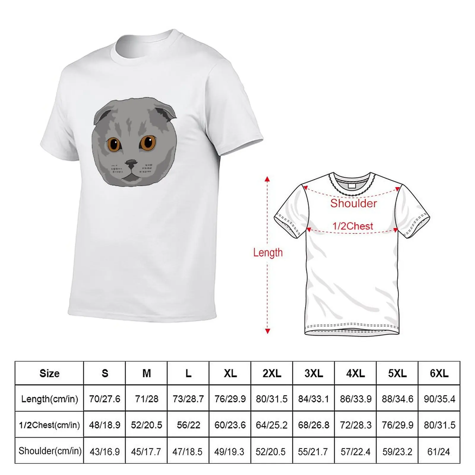 Scottish Fold Cat T-Shirt Lightweight Basic Short Sleeve Shirt