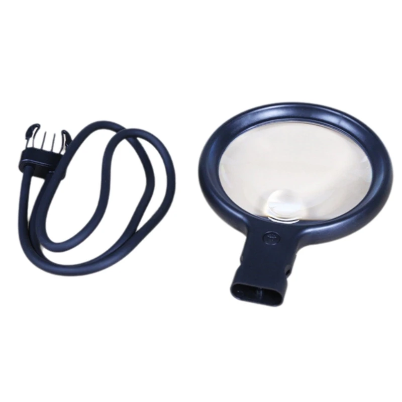 Rechargeable LED Handheld Magnifier with Three Color Lights & Neck Designs LED Glass For Elderly And Students