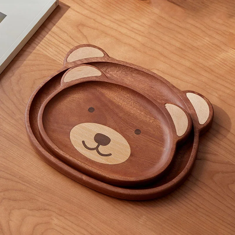 

Cute Bear Wooden Storage Tray for Serving Food Dessert Candy Fruit Snack Plate Hotel Home Service Decorative Items Party