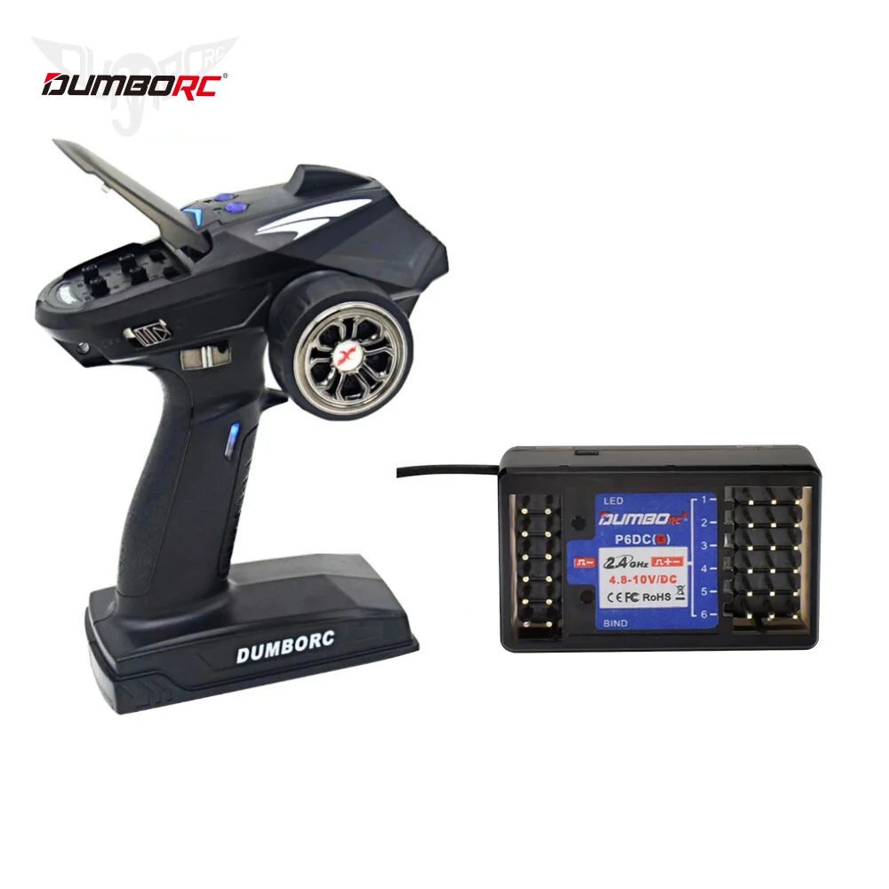 DUMBORC X6P 6채널 2.4G RC 라디오 컨트롤러 송신기 및 P6DC 수신기 (RC 자동차, 보트, 탱크용, DIY 지원)