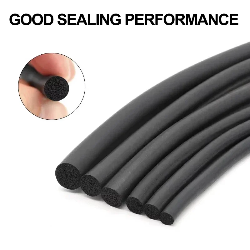 1-10m EPDM 2/3/4/5/6/7/8/9/10/12/14/16/18/20mm Sealling Strip Foamed Rubber Sound Proofing Dustproof O Type Round Seal Strips