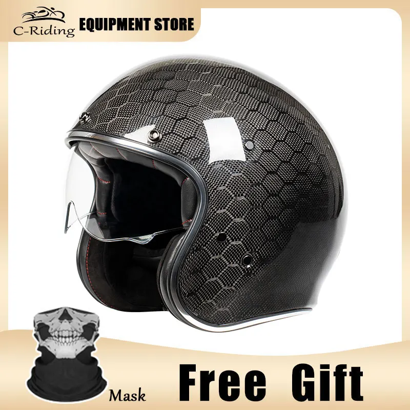 

Light Weight 12K Snake Carbon Fiber Jet Helmets Motorcycle Road Racing Helmets Cascos Kask DOT Approved