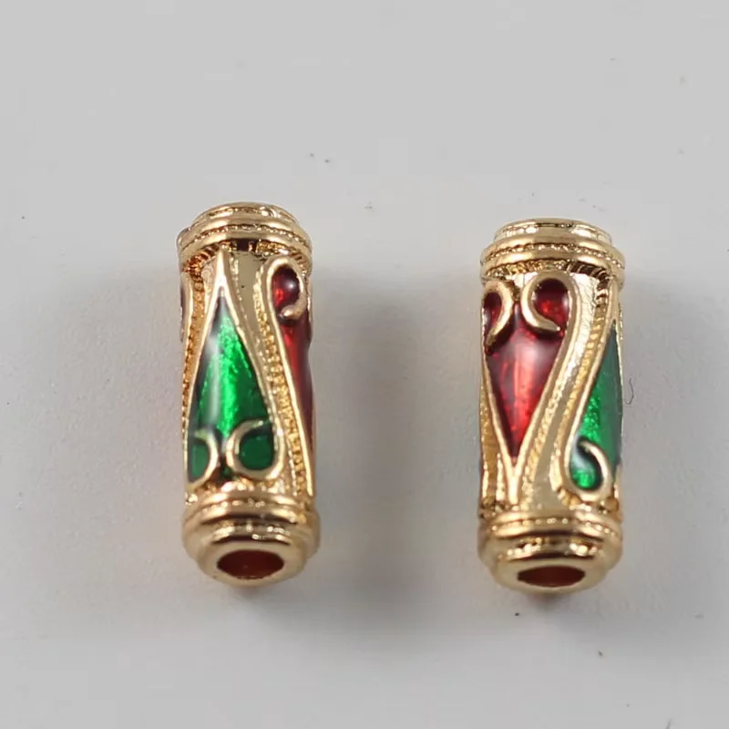 6pcs mixed color drip oil cloisonn  large hole separated bead keychain with bead barrel bead jewelry DIY accessories