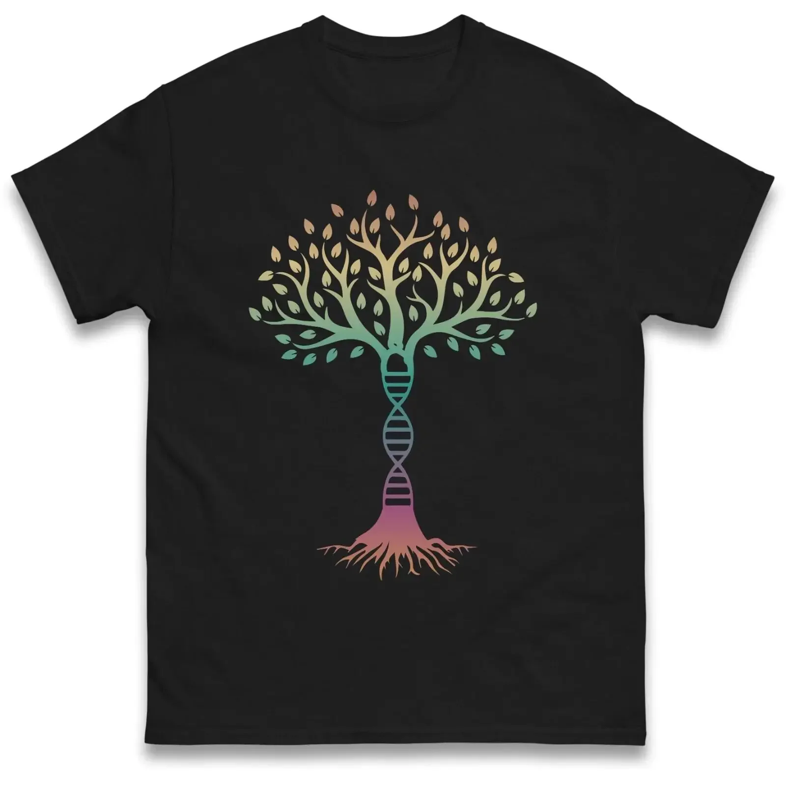 T-shirt en coton pour hommes, motif Bunter DNA Baum Biologie Wissenschaft, génétique vintage, lavé, confortable, graphique, streetwear, élégant