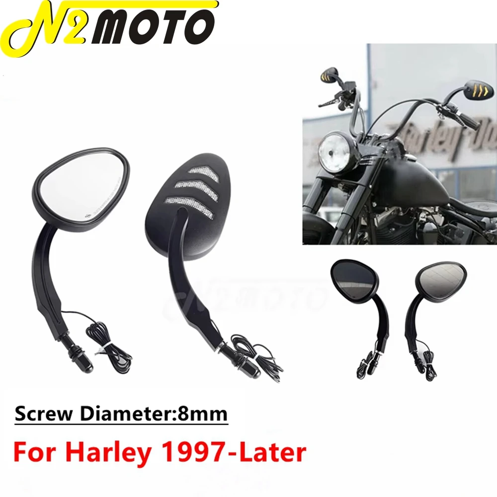 

Для Harley Dyna Road King FLD FXDF FXD FXDWG левый и правый мотоцикл заднего вида со светодиодными указателями поворота, индикатором боковых зеркал