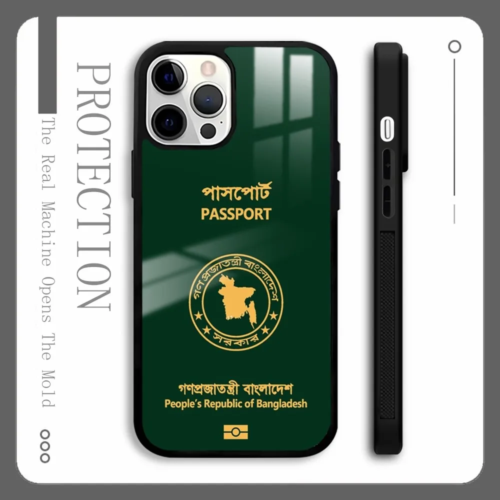 Bangladesh Passport Pattern Phone Case For IPhone 16 15 14 13 12 11 Pro Xs Max Mini Plus Celulares Hard Funda