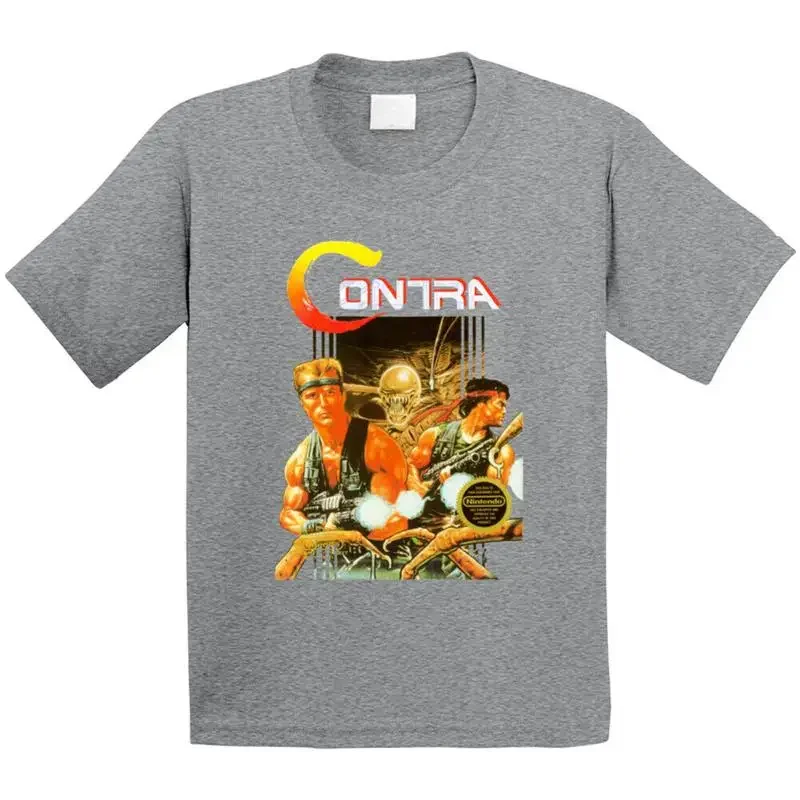 Camiseta infantil Contra Retro Nes Box Art Video Game Cool Fun Kids