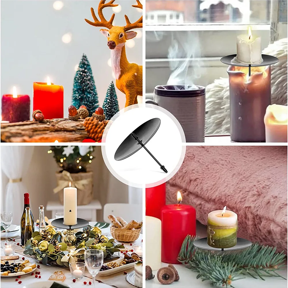 Castiçal preto do metal com ponto, placa da grinalda do Natal, 8 cm