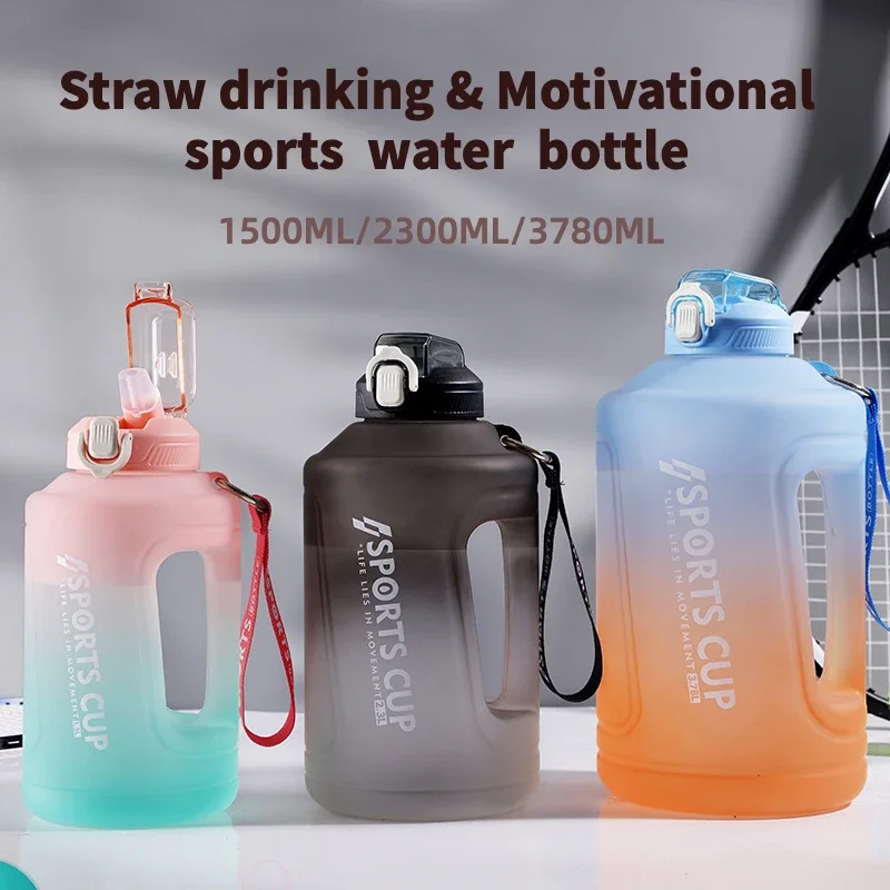 Botella De Agua motivacional De 2L con marcador De Tomatodo De tiempo De paja, jarra grande para gimnasio al aire libre, taza De bebida directa para Fitness, Botella De Agua
