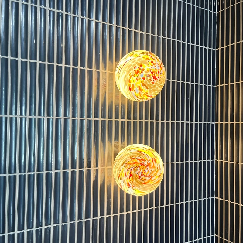 

Dopamine stained glass wall lamp round ball aisle lamp moon medieval entrance bedroom bedside Bauhaus wall lamp