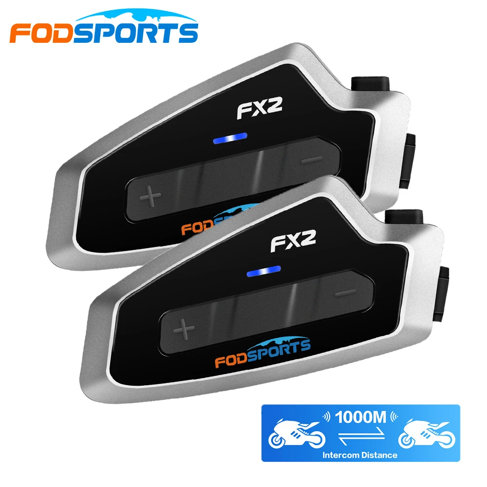 

Fodsports FX2 Helmet Bluetooth Headsets For 2 Rider Motorcycle Intercom 1000m FM Music Sharing Moto Interphone Waterproof