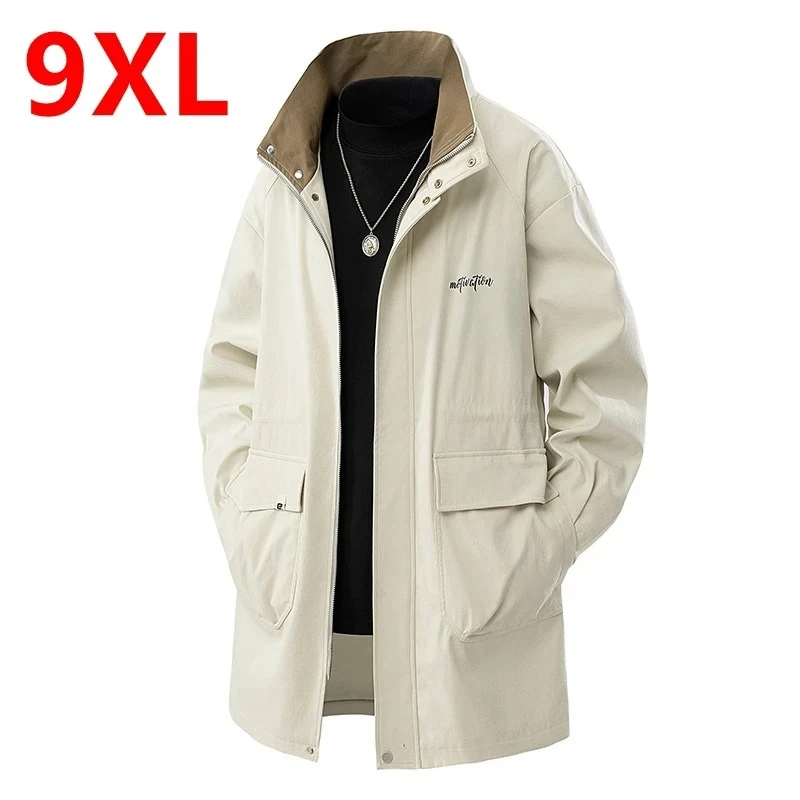 

Big Size Trench Large Size Men Long Section Spring and Autumn Casual Jacket Loose Plus Size Coat 7XL 8XL 9XL