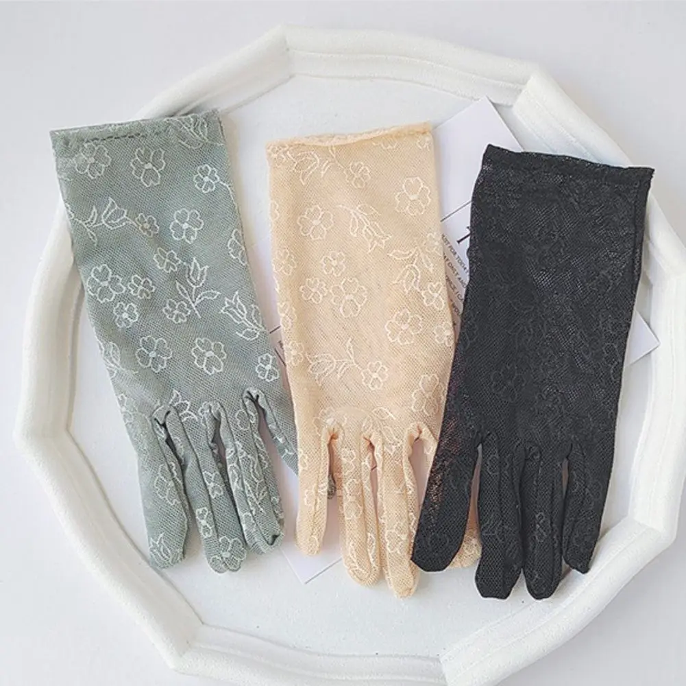 Party Mittens Embroidered Full Finger Thin Women Driving Gloves UV Protection Sun Gloves Spring Summer Gloves Dressy Gloves