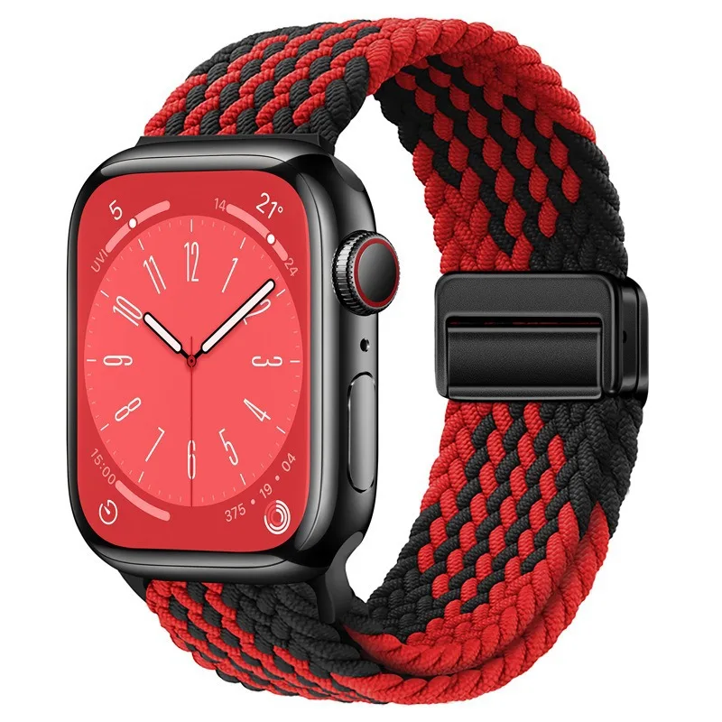 Gevlochten band voor Apple Watch-band 44 mm 40 mm 45 mm 46 mm 49 mm 41 mm 38 Magnetische nylon armband iWatch-serie se 7 6 8 9 10 Ultra 2