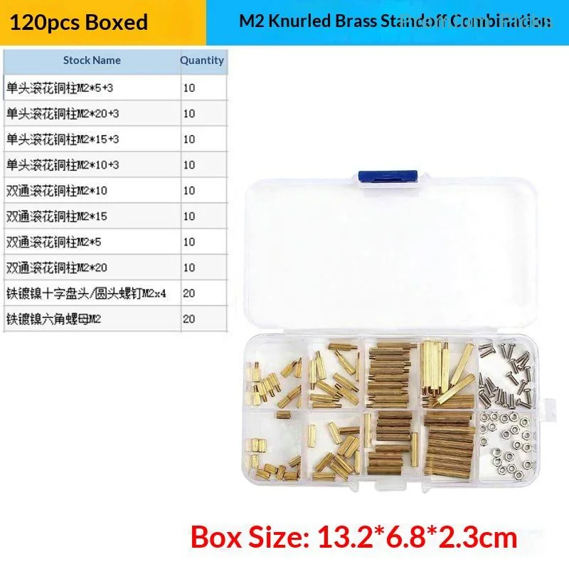 portableStandoff Mounting Screw Nut Kit M2 120Pcs Brass Nylon Non Conductive for Circuit Board Installation