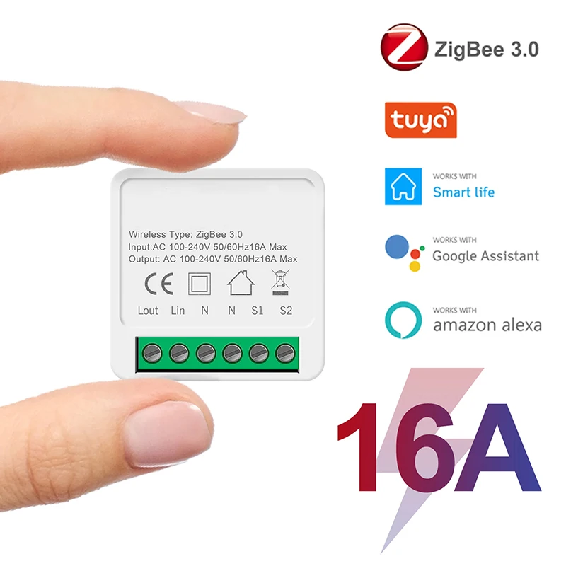 Tuya ZigBee 3.0 Smart Light Switch, Smart Home Automation DIY Module Breaker Support 2 Way Control, Works with Alexa Google Home