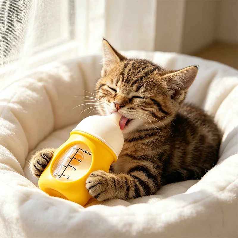 Puppy Kitten Anti-Choke Nursing Bottle Bionic Silicone Glass Milk Feeder Visible Scale Small Pet Breastfeeding Feeding Bottle