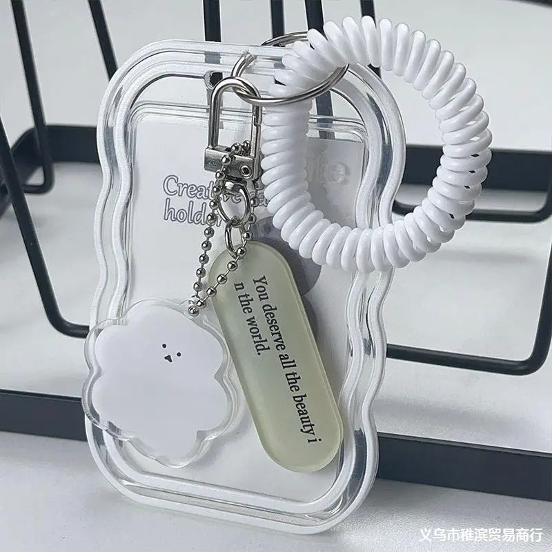 Ins Cute Transparent Card Covers Student Campus Access Card Fashion Keychain Badge Holder ID Credit Card Holder Double Sided