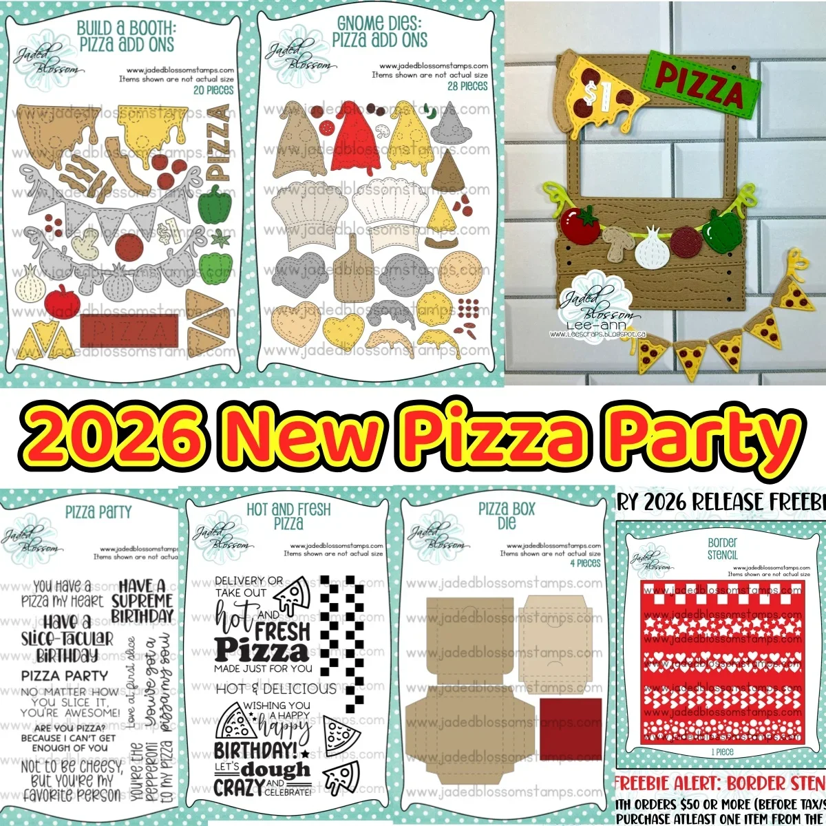 

New Pizza Party Pizza Box Build a Booth Metal Cutting Dies Clear Stamps Stencil for DIY Scrapbook Card Decoration January 2026