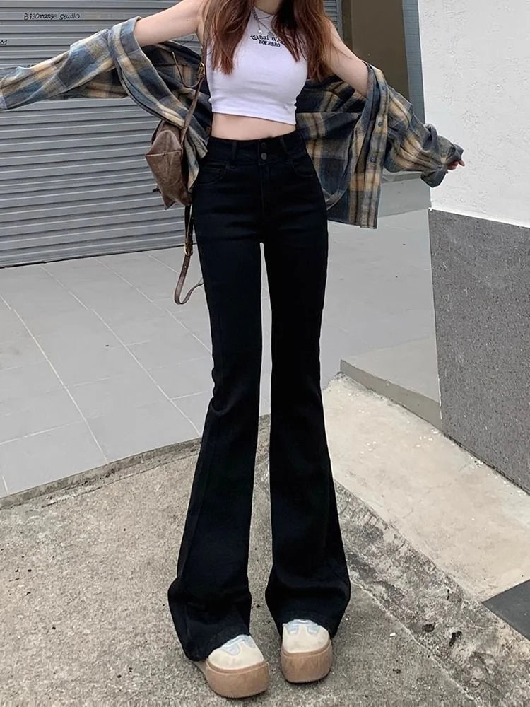 

Джинсы Bootcut женские черные асимметричные праздничные очки утолщенные прочные облегающие длинные джинсы со средней талией привлекательные блестки