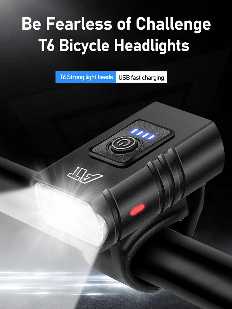 AliExpress cycle zone 2 T6 Bicycle Front Light Type-C Charging Bicycle Headlight MTB Road Bike Headlamp for Night Riding