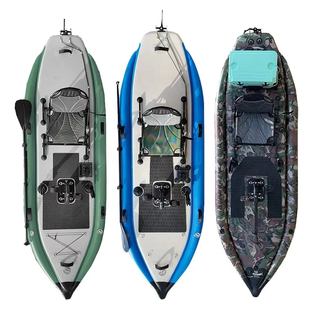 

Patterned Drop Stitch Seat Sit on Top Fishing Kayak Inflatable With Foot Pedal Fishing Rod High Quality