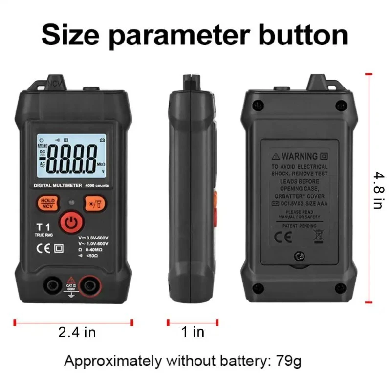 Smart Mini Digital Multimeter Tester RMS 4000 Counts Voltmeter Automatic Range Test Voltage Continuity Resistance NCV Household