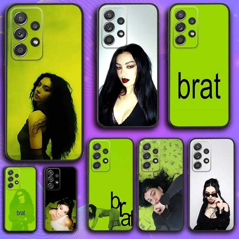 

C-Charli XCX Brat Phone Case For Samsung S 25,24,23,22,30,21,10,9,Ultra,Plus,Lite,FE,4,5 G Soft Black Case