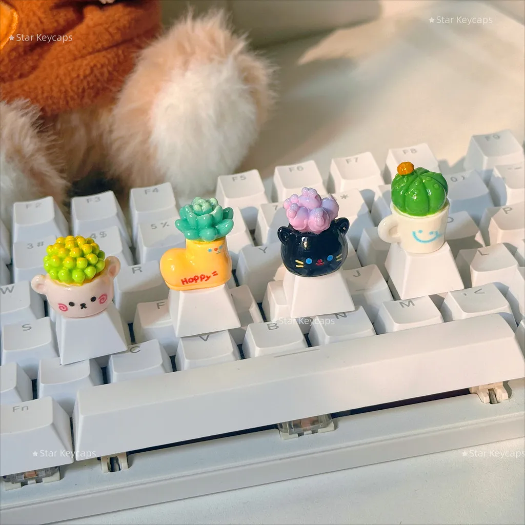 Personalized DIY Succulent Plants Keycaps for Mechanical Keyboard Cross Customizable Gaming Keybaords Accessories