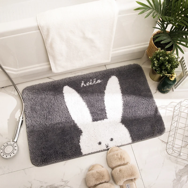 Cute Bathroom Mat Absorbent Bath Rug Non-Slip Floor Mat Imitation Cashmere Doormat Soft Bathtub Side Carpet Entrance Door Mats