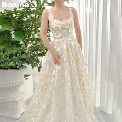 Booma Embroidery Lace A-Line Prom Dresses Square Collar Sleeveless Wedding Party Gowns for Women Long Evening Dresses Bespoke