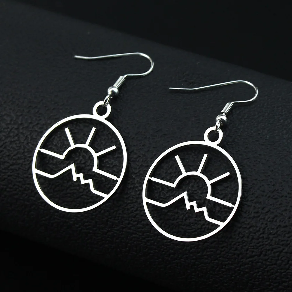 Stainless Steel Earrings Sun Mountain Peak Combination Dangle Earring Soul Place Personality Simple Gift