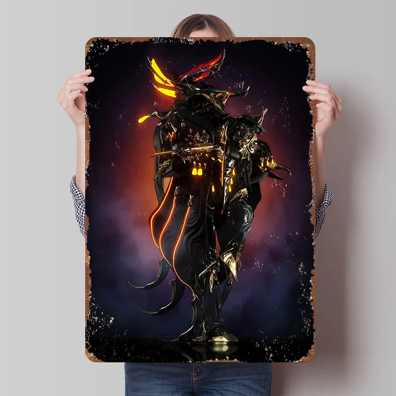 Warframe: Garuda Prime Printed Poster Customized Wall Art Retro Vintage Metal Tin Signs for Home Decor Living Room Custom Plate