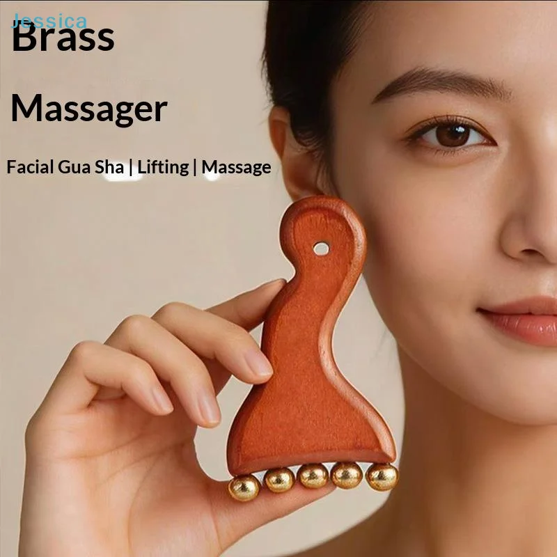 〔S〕Meridians Massage Comb Copper Sandalwood Meridians Comb Needling Guasha Scalp Massage Brush Relax Body Massager