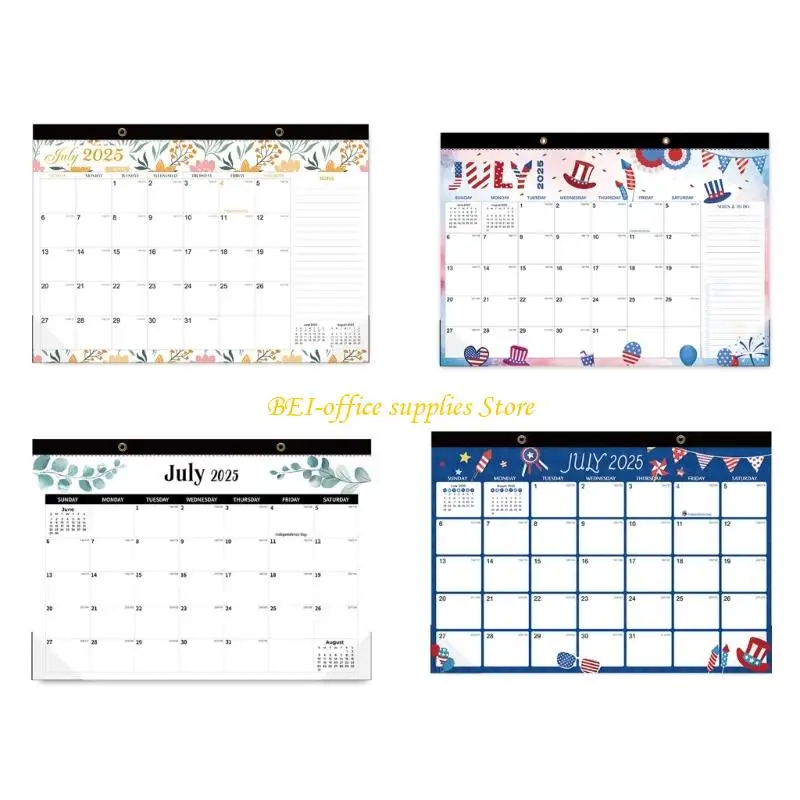 

A9LC 2Pcs 2025-2026 Wall Calendar 18 Month Calendar from July 2025 to Dec 2026 Twin-Coil Binding Hanging Monthly Calendar
