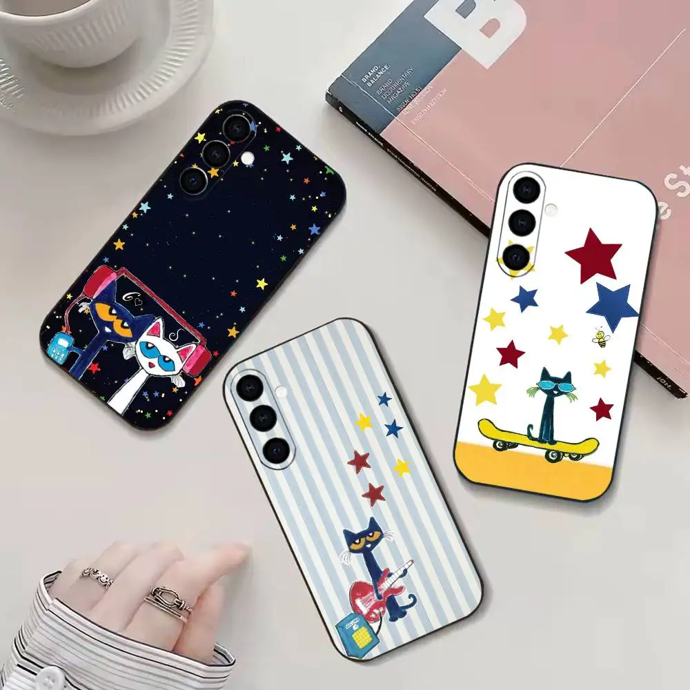 Cute P-Pete Cat Phone Case For Samsung Galaxy A91,80,73,72 ,71,53,52,32 ,31,22,21s,20,Soft Black Case