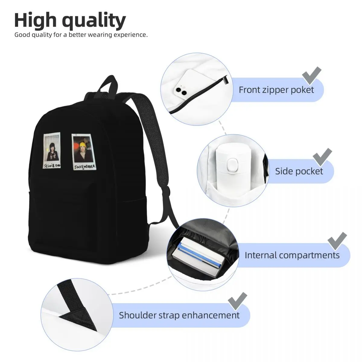 Jake Webber Johnnie Guilbert Casual Backpack Gift Student Hiking The Tinas Daypack for Men Women Laptop Computer Canvas Bags