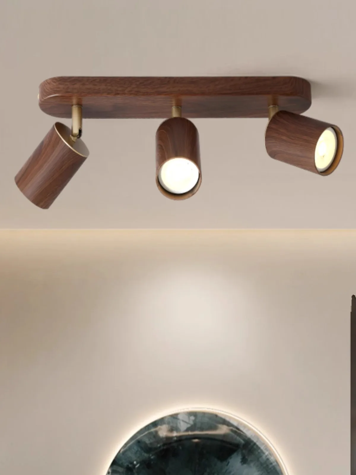 Led Spotlight Surface Mounted Spot Light Replaceable GU10 Bulb 2 3 Heads Walnut Color Aluminum Adjustable Angle 110V 220V Lamp