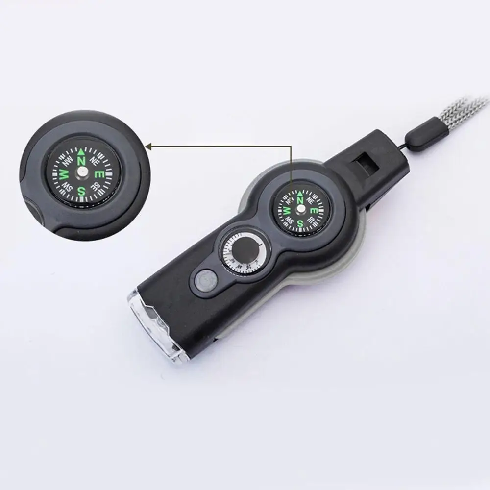 Emergency Outdoor Hiking Portable Magnifier Survival Whistle Safety Whistle Compass