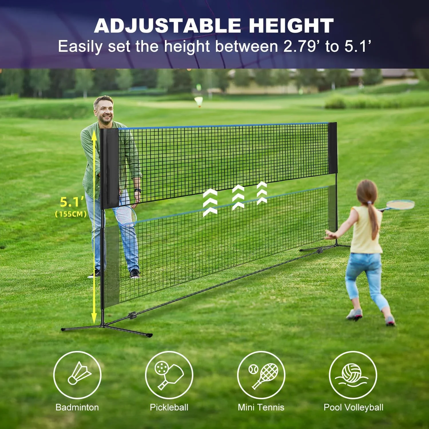 Height Steel 10FT Multi Sport Net for Pickleball Tennis Volleyball Indoor Outdoor Carry Bag Portable Badminton SetBadminton Nets view 3