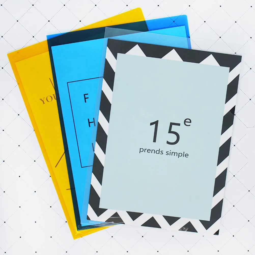 

20Pcs A4 Plastic Transparent File Folder L Shape Design Document Organizer Expanding Wallet for Home Office School