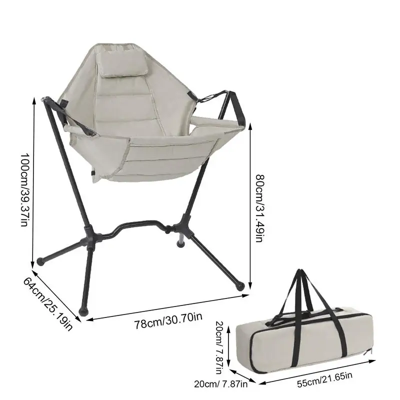 Silla mecedora portátil para exteriores, hamaca plegable y ajustable para césped, Picnic, salón