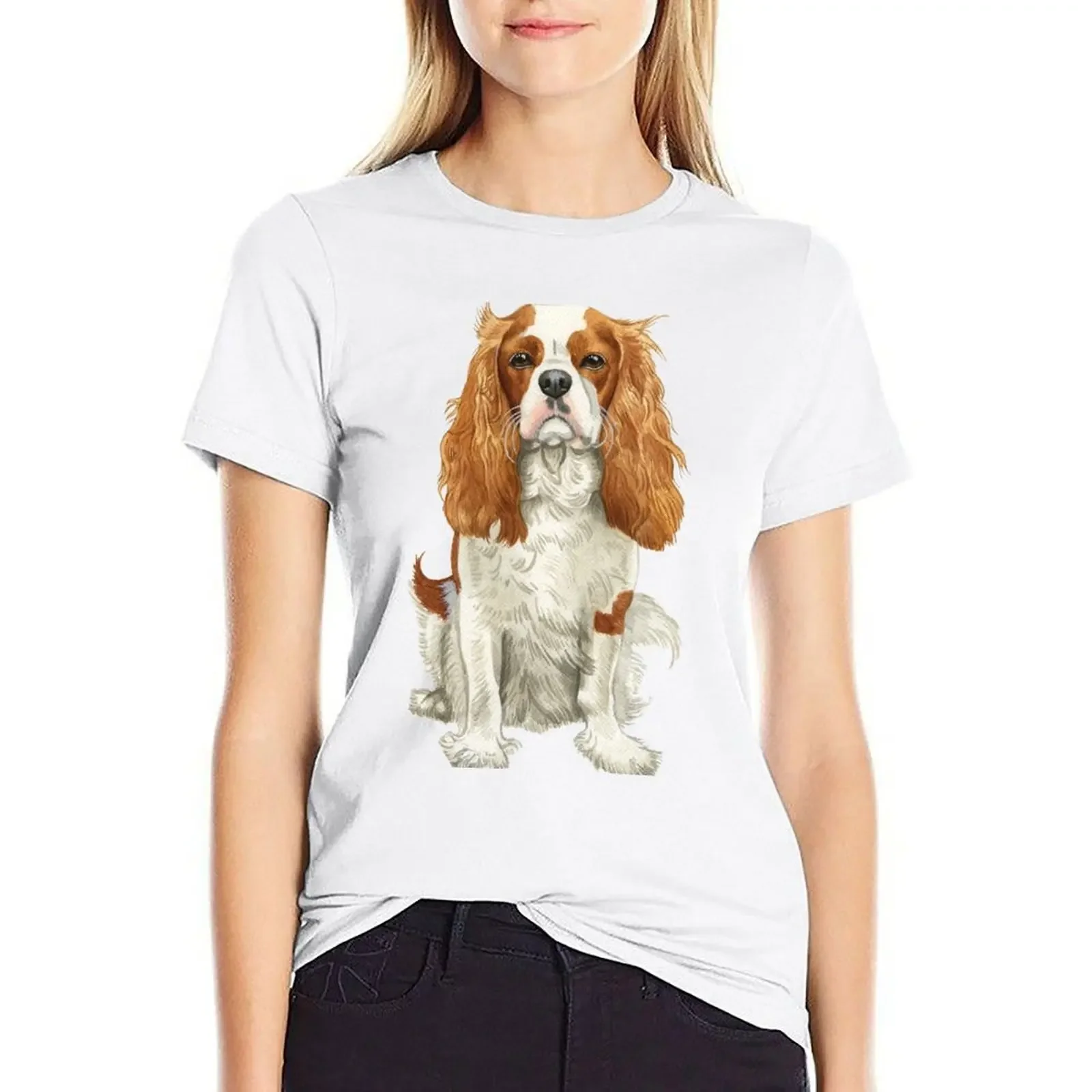 Cavalier King Charles Spaniel - Watercolour Blenheim T-Shirt blanks plus sizes animal print Women clothes