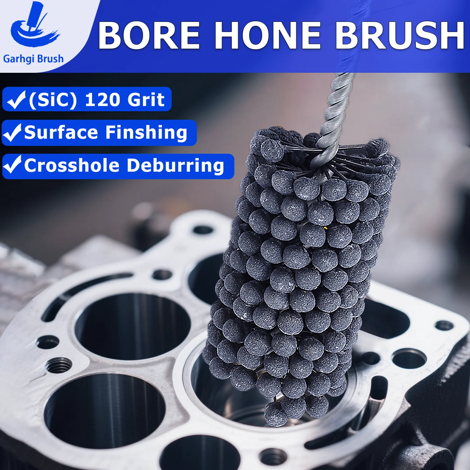 120Grit Engine Hone Brush Silicon Carbide Abrasive Ball Brake Cylinder Cleaning Deburring Grind Mild Stainless Steel Cast Iron
