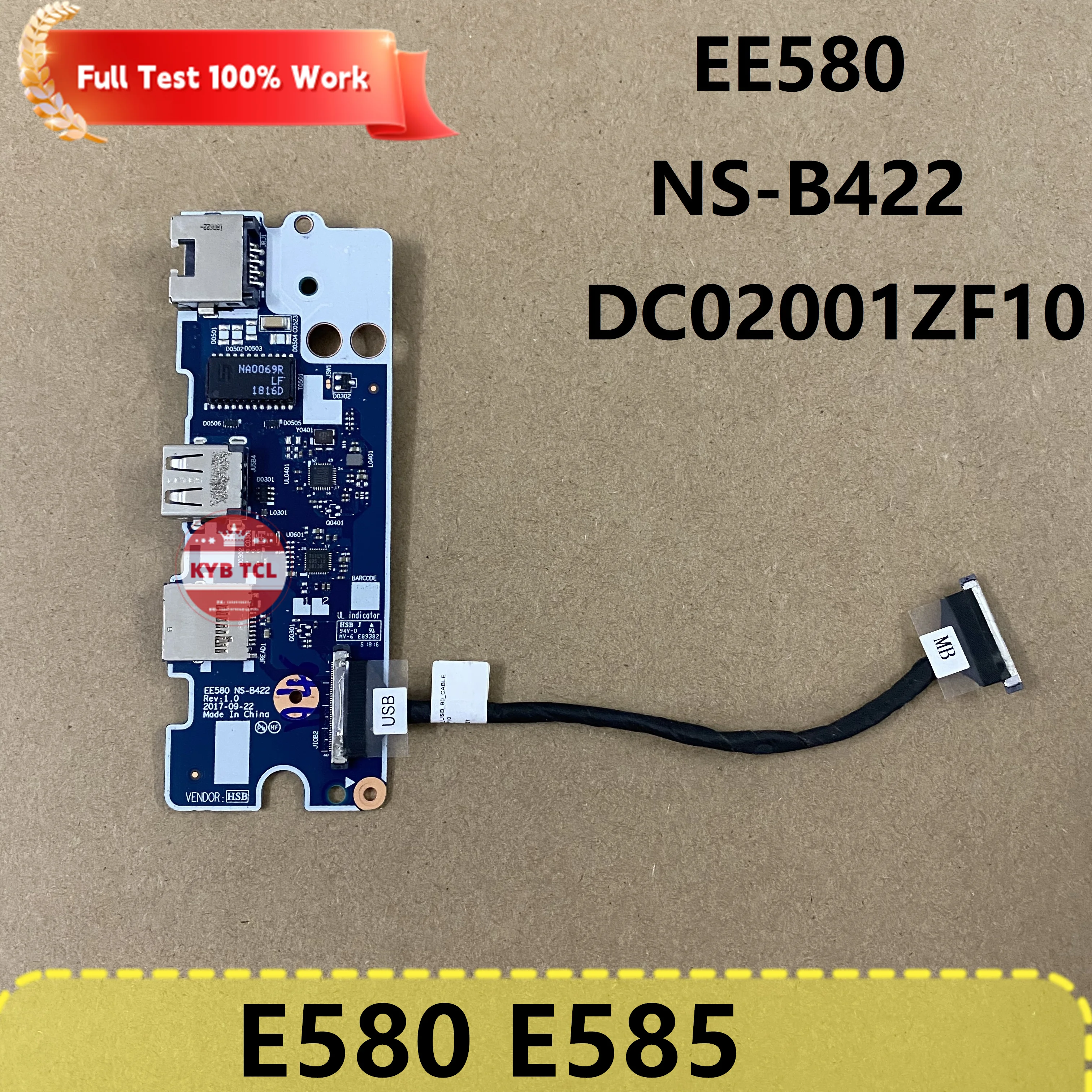 NS-B422 DC02001ZF10 01LW409 For Lenovo ThinkPad E580 E585 Notebook Genuine Laptop USB LAN Card Reader Board Or Cable EE580