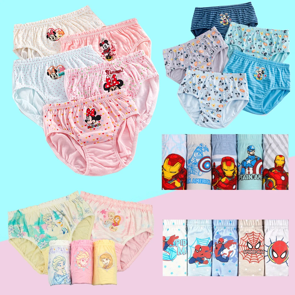 5pcs/Bag 3-14Y New Girl Boy Mickey Triangle Underwear Minnie Cartoon Children knickers Girl Underpants Kids Panties Panty Brief