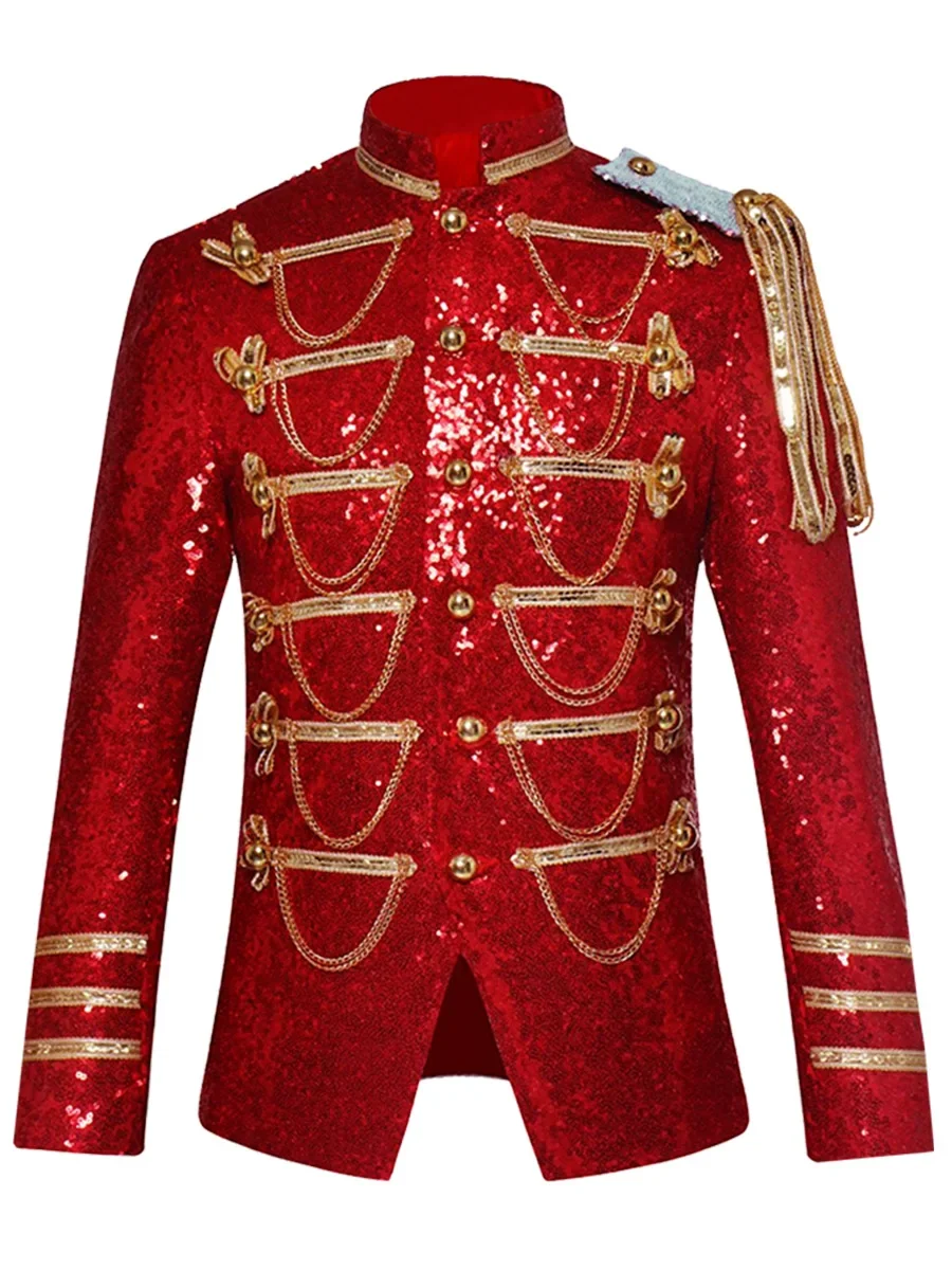 

Плюс размер S-5XL Роскошная куртка с блестящими пайетками и цепочкой для ночного клуба, бара, хозяина, DJ, певца, танцевальной сцены, вечеринки, клубного костюма