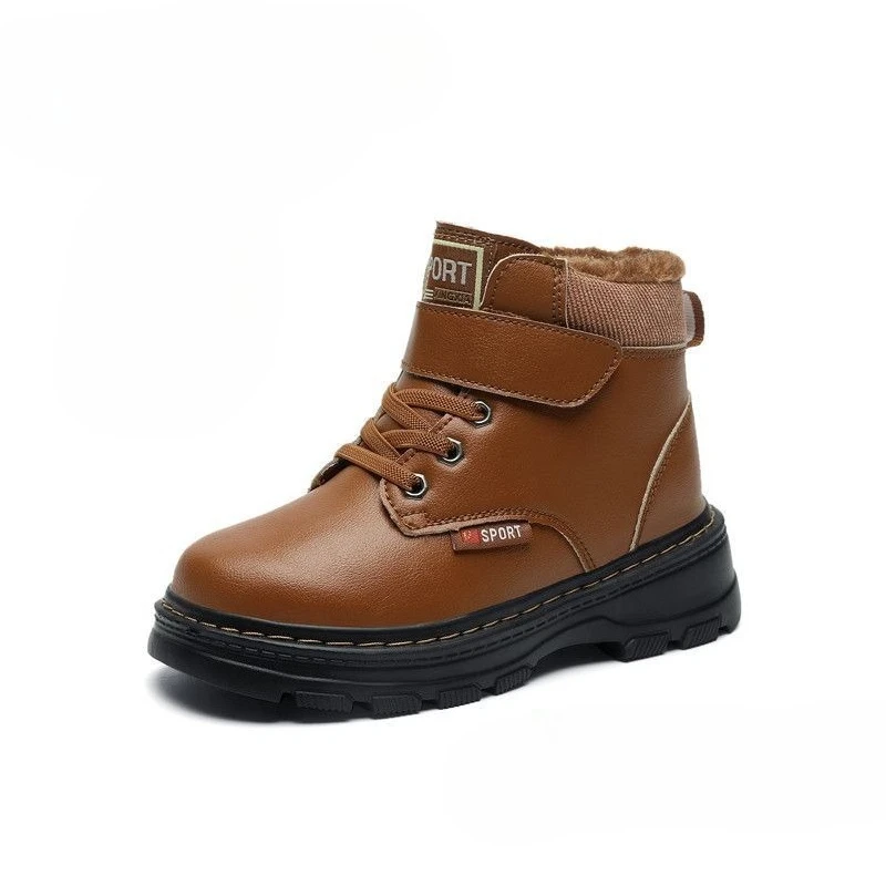 Ragazzi Bambini Stivali da neve invernali Scarpe calde Vera pelle Suola morbida Foderata in pile spesso antiscivolo per la stagione fredda all'aperto