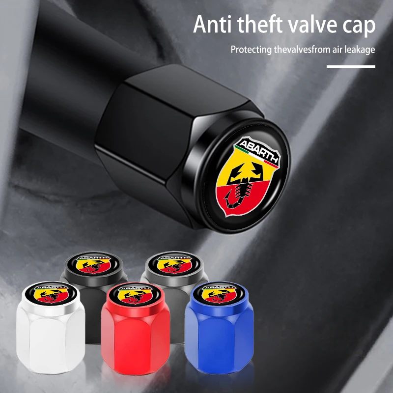Car Wheel Tire Valve Caps Stem Case Auto Logo Styling For Abarth FR FIAT 500 Doblo Tipo Panda Ducato Punto Stilo Freemont