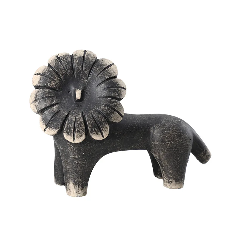 Wabi-sabi vintage style abstract animal sun lion ornaments living room bookcase home desktop crafts